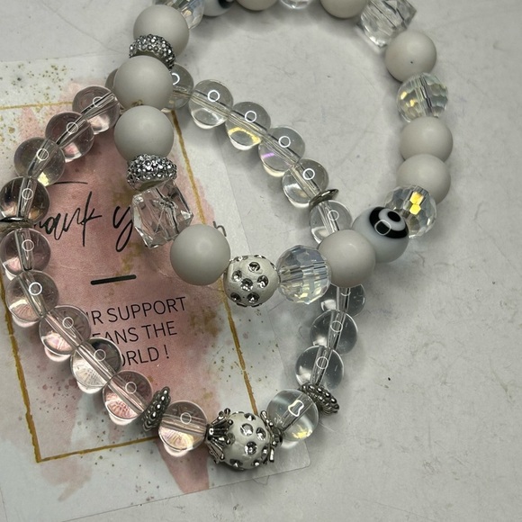 White Agate & Clear Quartz Bracelet Duo - Picture 2 of 3